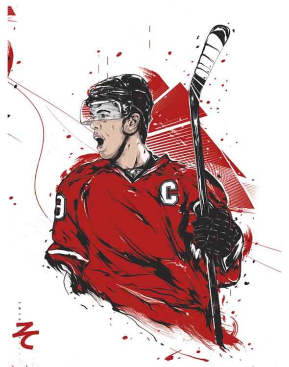 T-shirt Red Hockey Player