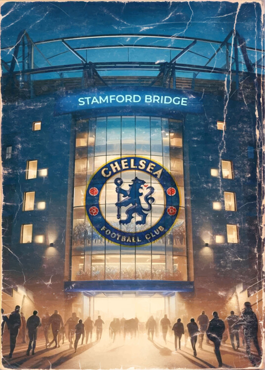 Poster Footballer Stadium in Vintage Style