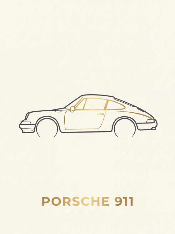 Poster Porsche 911 Minimalist Line Art Poster - Classic Sports Car