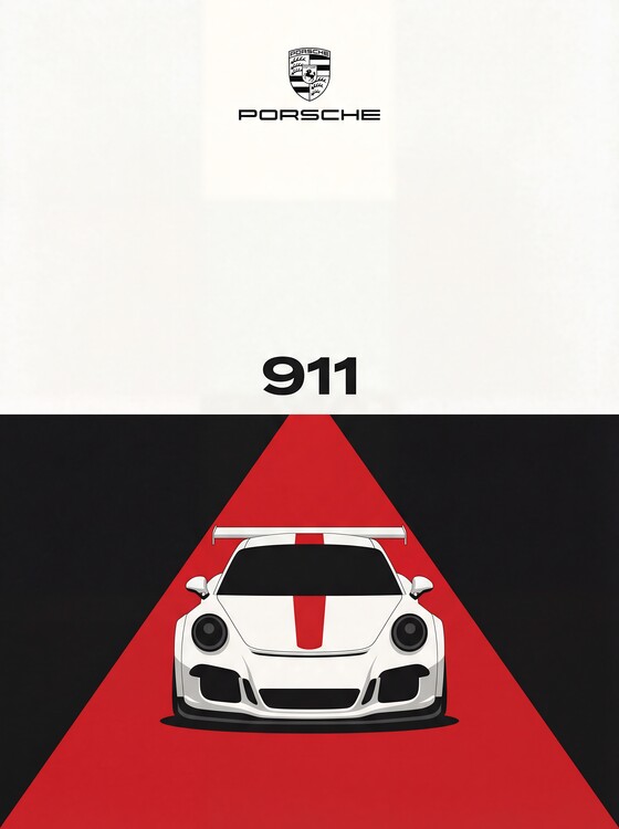 Poster Porsche 911 Front View Poster - White Sports Car