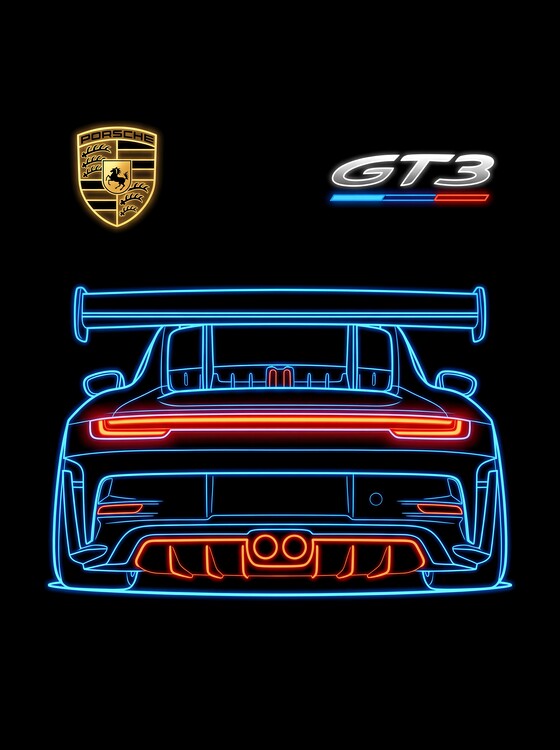 Plakat Cyberpunk Porsche 911 GT3 Neon Art