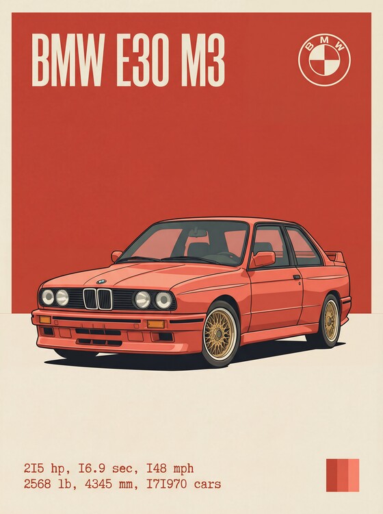 Poster Classic BMW E30 M3 Minimalist Poster