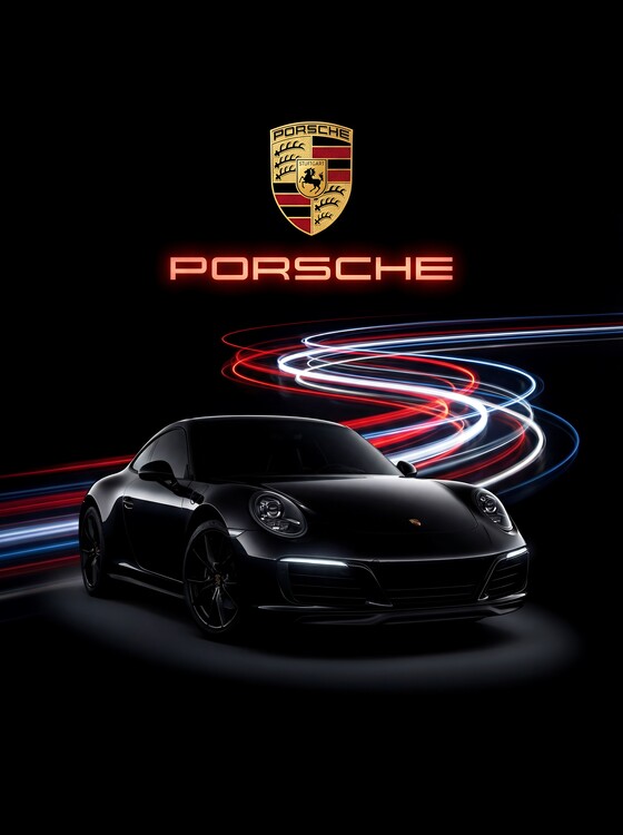 Plakat Porsche 911 with Light Trails