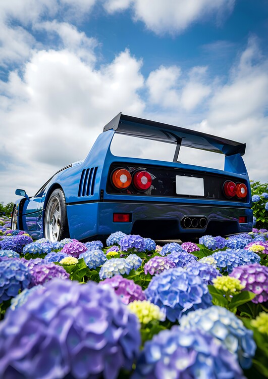Canvas-taulu Ferrari F40 Supercar In Flower Field