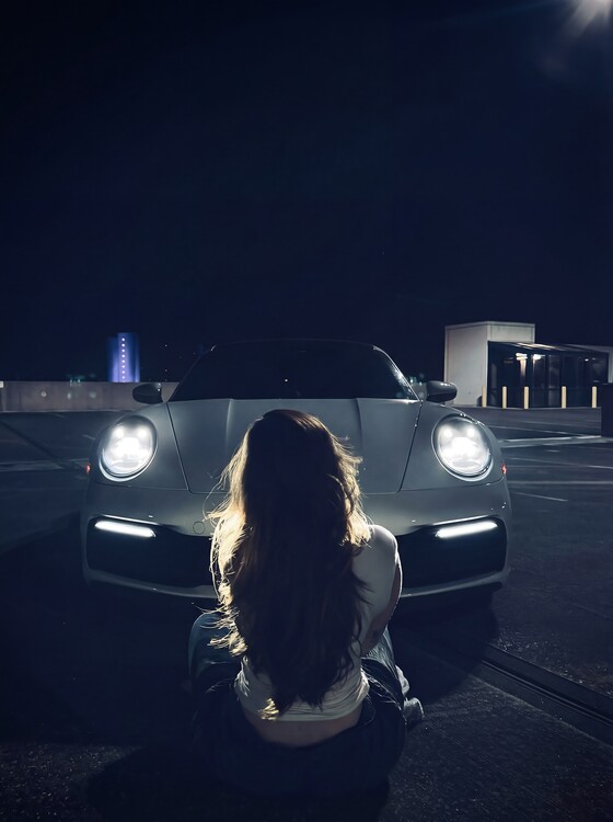 Plakat Porsche Night Scene Art Print