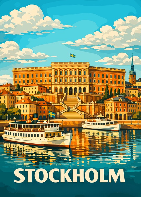 Poster Vintage Travel Stockholm