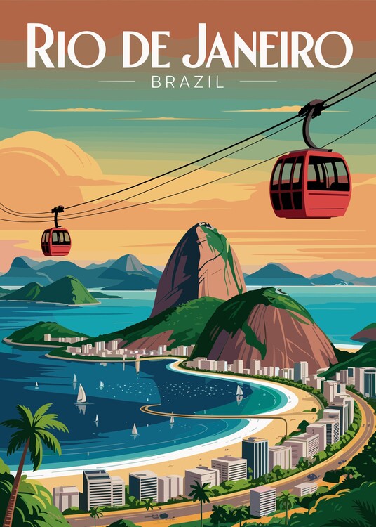 Poster Travel Rio De Janeiro Brazil Cityscape