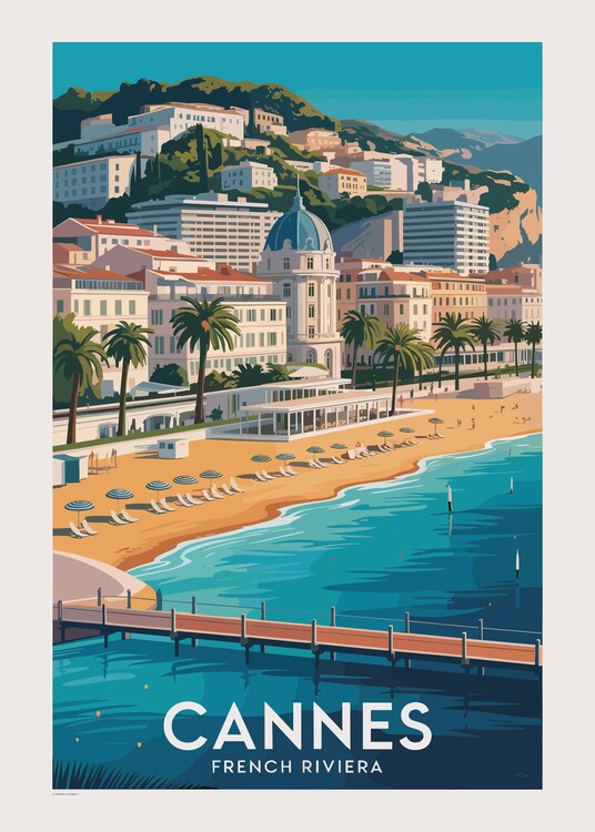 Poster Travel Cannes French Riviera Landscape