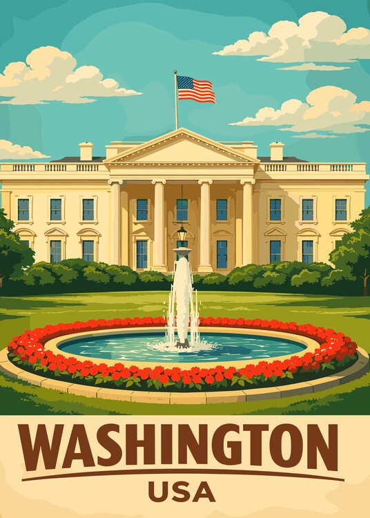 Poster Vintage Travel Washinton Usa