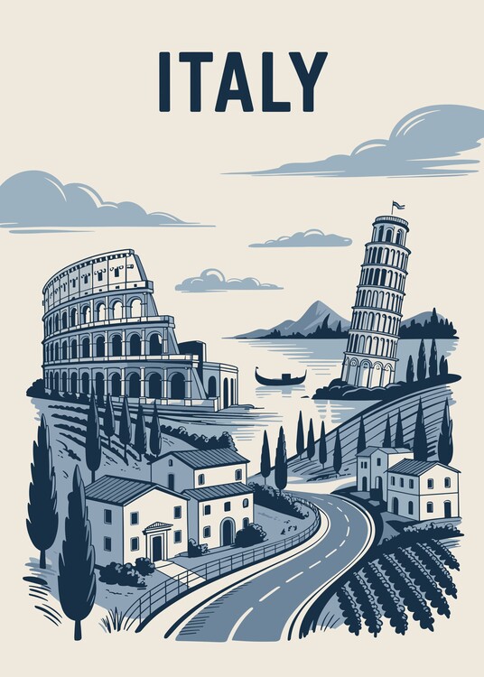 Poster Travel Italy Landmark Landscape
