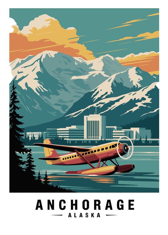 Poster Travel Anchorage Alaska Landscape