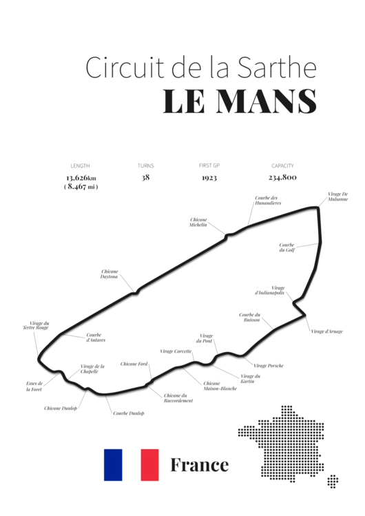 T-shirt LeMans racetrack (white)