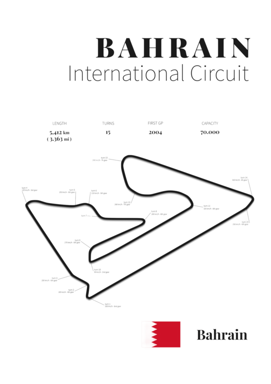 T-shirt Bahrain Circuit racetrack (white)