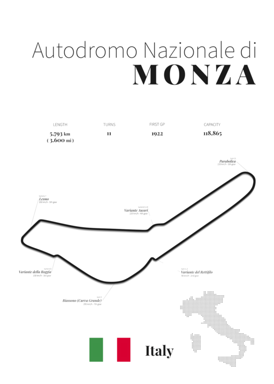 T-shirt Monza racetrack (white)
