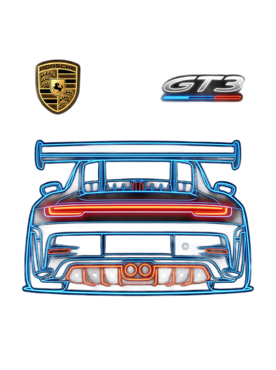 T-Shirt Cyberpunk Porsche 911 GT3 Neon Art