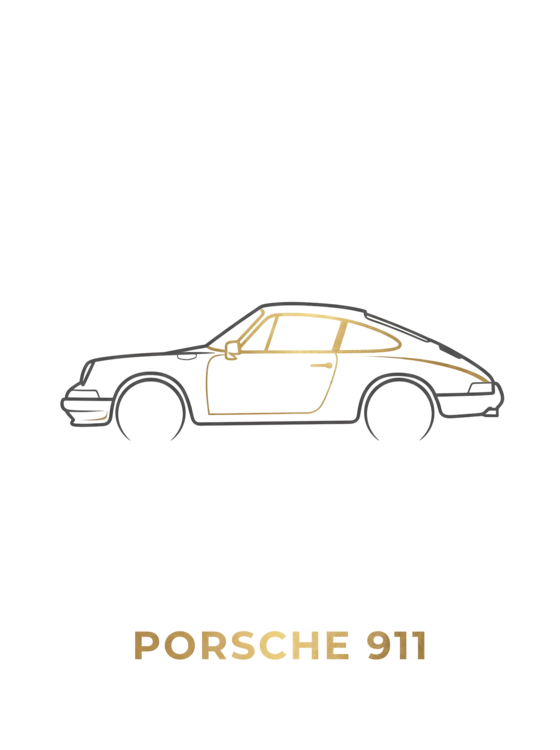 T-Shirt Porsche 911 Minimalist Line Art Poster - Classic Sports Car