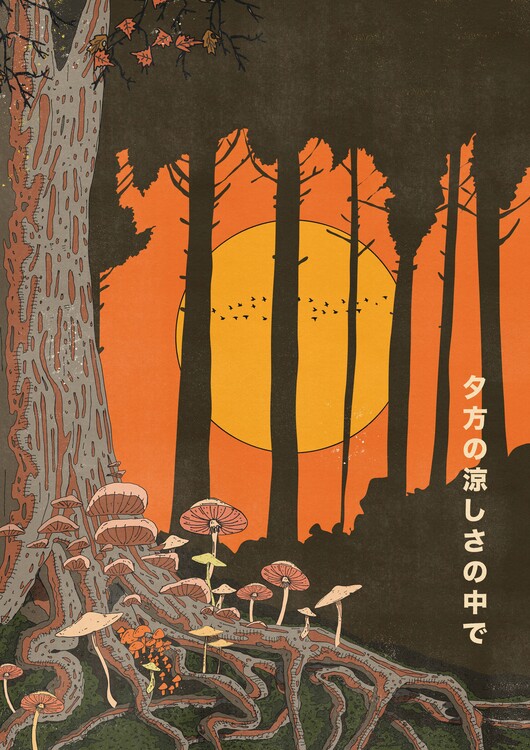 Levně Plakát, Obraz - Japanese Mushroom Forest Moon, Nicholas, 30 × 40 cm
