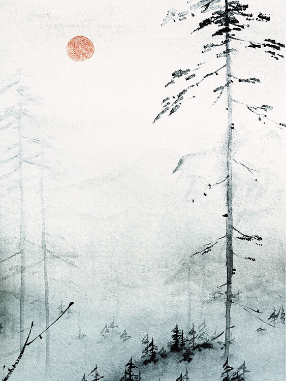 Plakát Serene Misty Pines