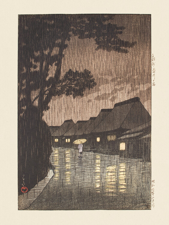 Levně Plakát, Obraz - Soshu Maekawa No Ame (rain At Maekawa, Kawase Hasui, 30 × 40 cm