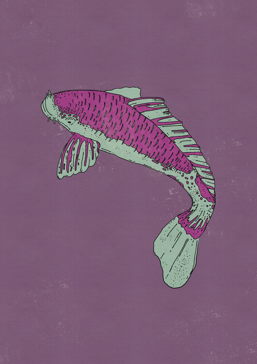 Levně Plakát, Obraz - Vibrant Purple Koi, Nicholas, 30 × 40 cm