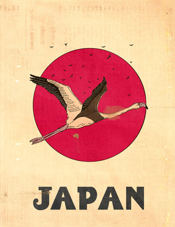 Levně Plakát, Obraz - Flying Flamingo Japan, Nicholas, 30 × 40 cm