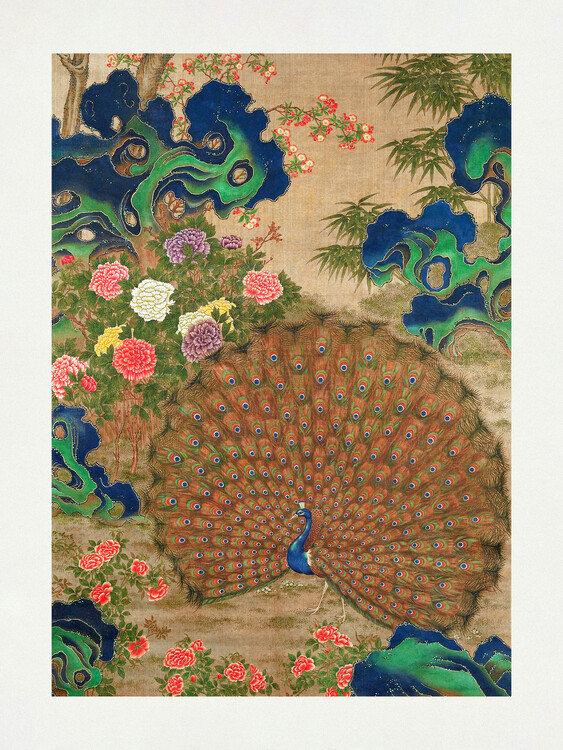 Poster Chinese Peacock and Flowers (17th Century)