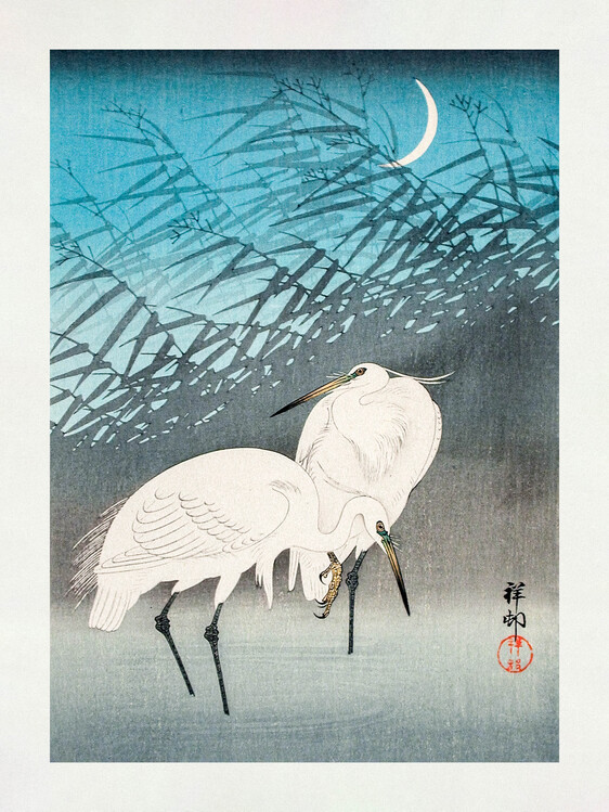 Plakát Egrets and Reeds In Moonlight (1926)