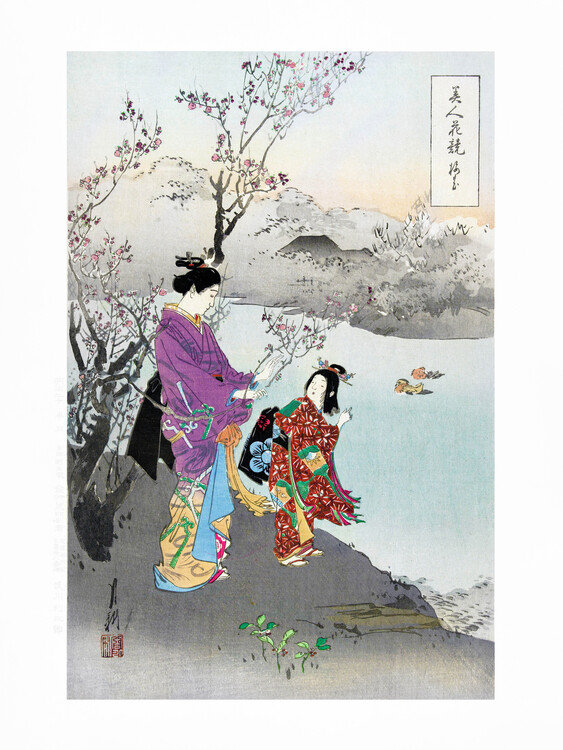 Levně Plakát, Obraz - Admiring the Plum Blossom (1887-1896), Ogata Gekko, 30 × 40 cm