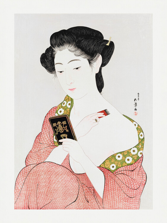 Poster Japanese Woman Applying Powder (1918)