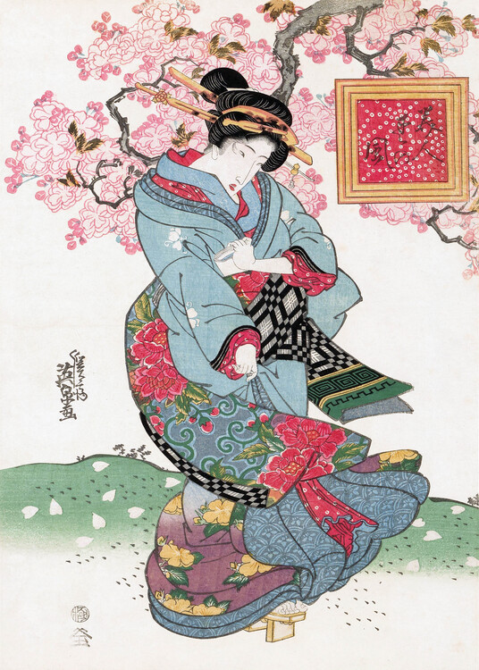 Levně Plakát, Obraz - Japanese Woman (1828) Vintage Woodblock Print, Keisai Eisen, 30 × 40 cm