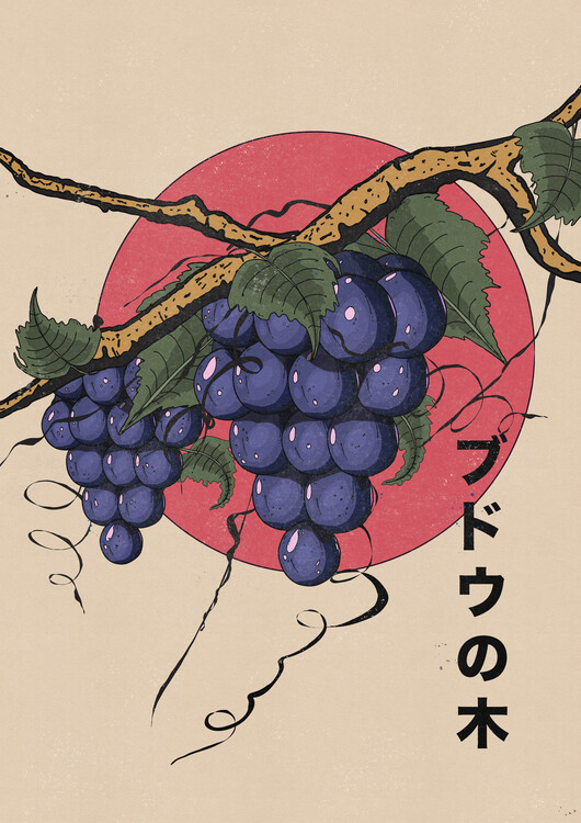 Levně Plakát, Obraz - Vintage Japanese Grapes, Nicholas, 30 × 40 cm