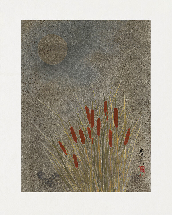 Poster Japanese Grass Field At Night (1807-1891)