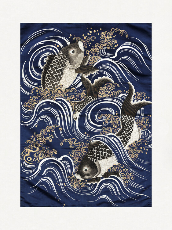 Plakát Carp In Waves During Meij Period