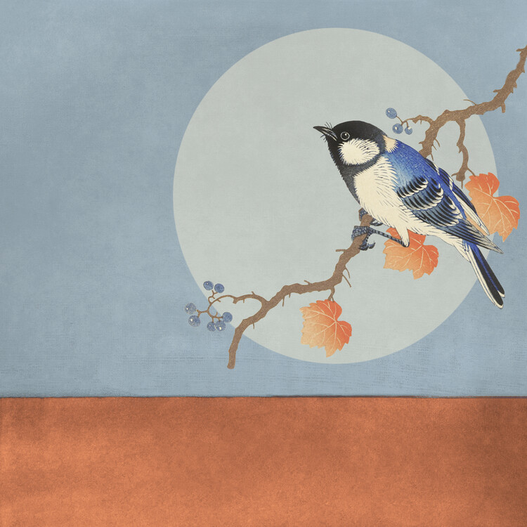 Levně Plakát, Obraz - Blue Bird Under Moon, Marja van den Hurk, 40 × 40 cm