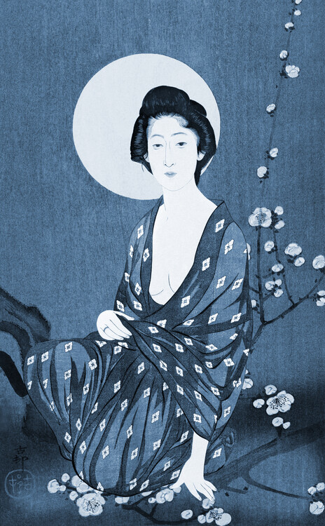 Levně Plakát, Obraz - Moonlit Geisha Plum Blossoms, Marja van den Hurk, 24.8 × 40 cm