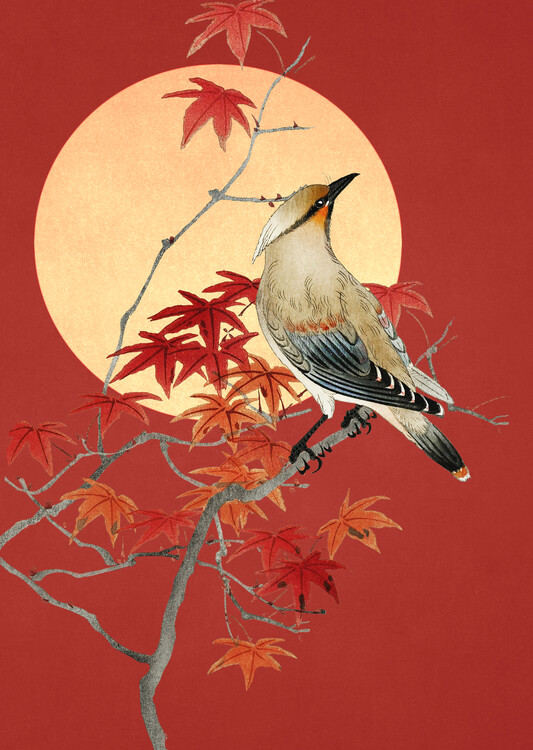 Levně Plakát, Obraz - Elegant Bird Autumn Moon, Marja van den Hurk, 30 × 40 cm