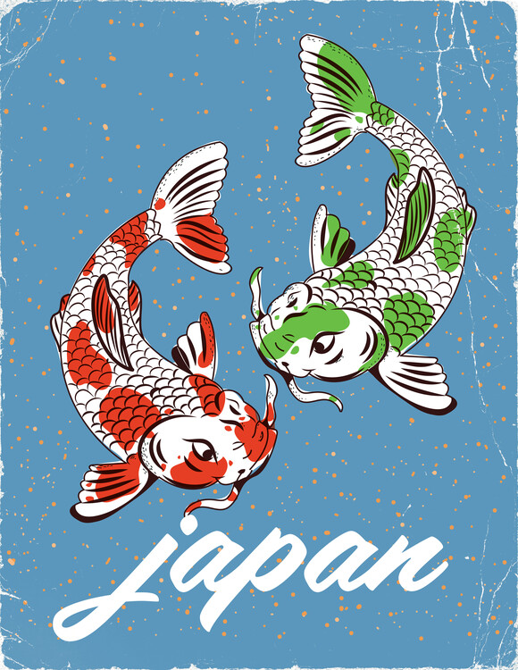 Levně Plakát, Obraz - Vintage Japan Koi, Nicholas, 30 × 40 cm