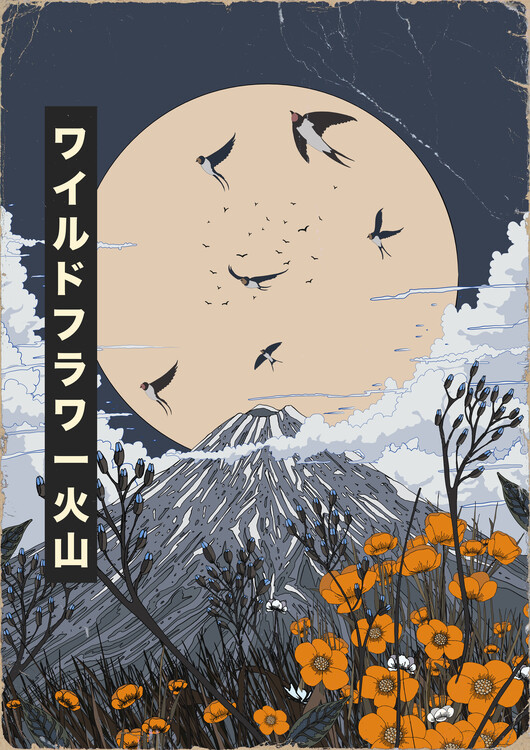 Levně Plakát, Obraz - Wildflower Fuji Moon, Nicholas, 30 × 40 cm