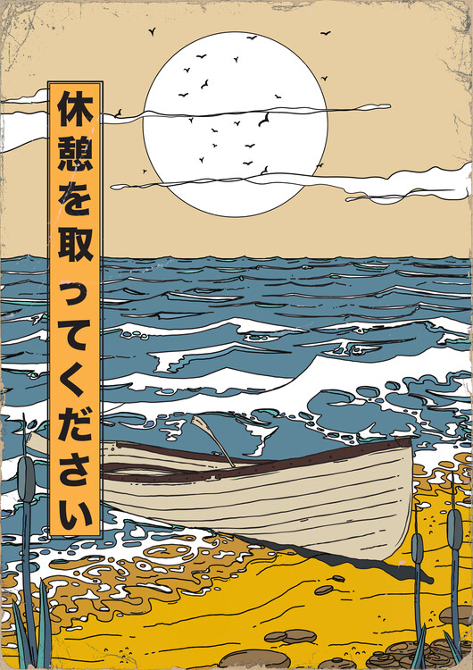 Levně Plakát, Obraz - Japanese Beach Relaxation, Nicholas, 30 × 40 cm