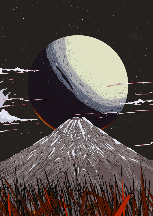 Levně Plakát, Obraz - Moon Over Mount Fuji, Nicholas, 30 × 40 cm