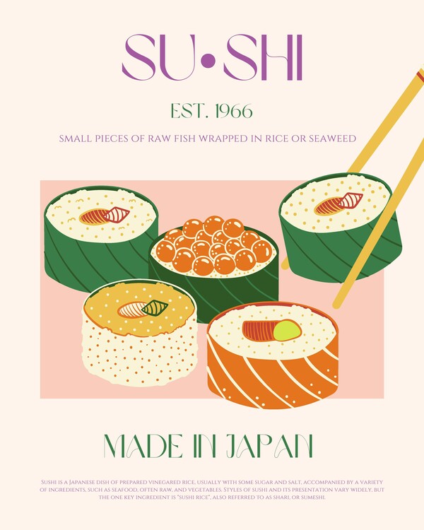 Poster Japanese Sushi Selection