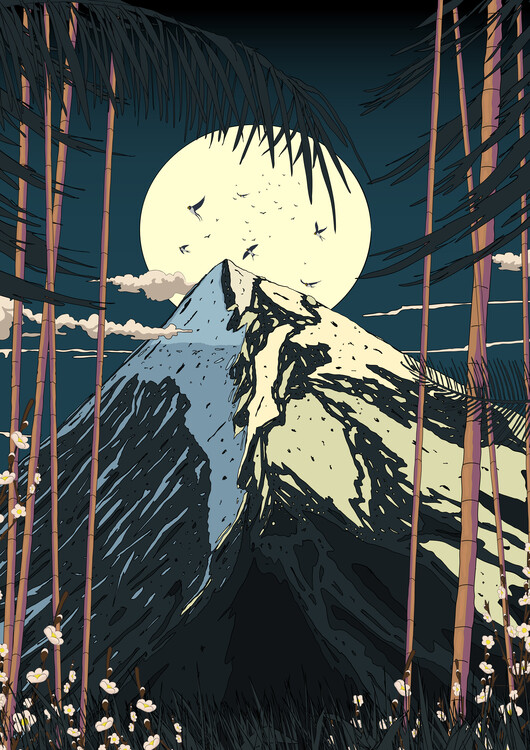 Levně Plakát, Obraz - Serene Mountain Moonlight, Nicholas, 30 × 40 cm