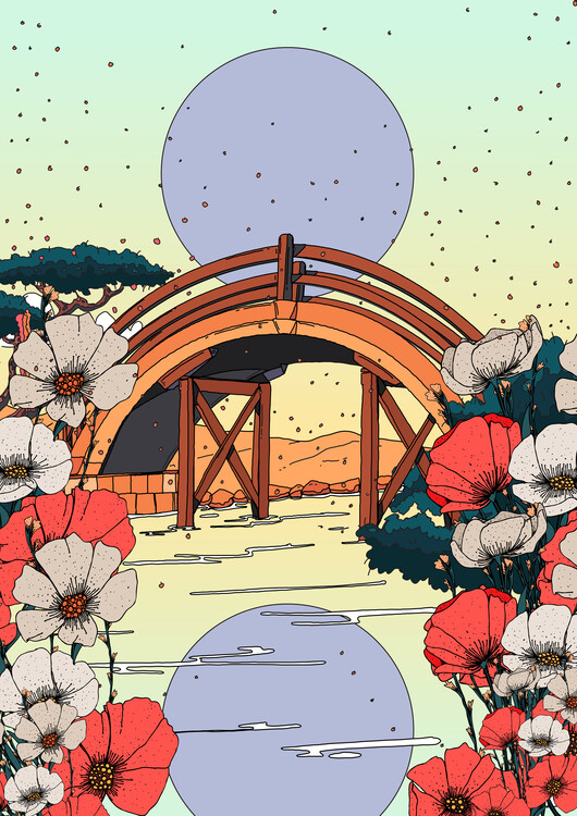 Levně Plakát, Obraz - Flowering Moon Bridge, Nicholas, 30 × 40 cm