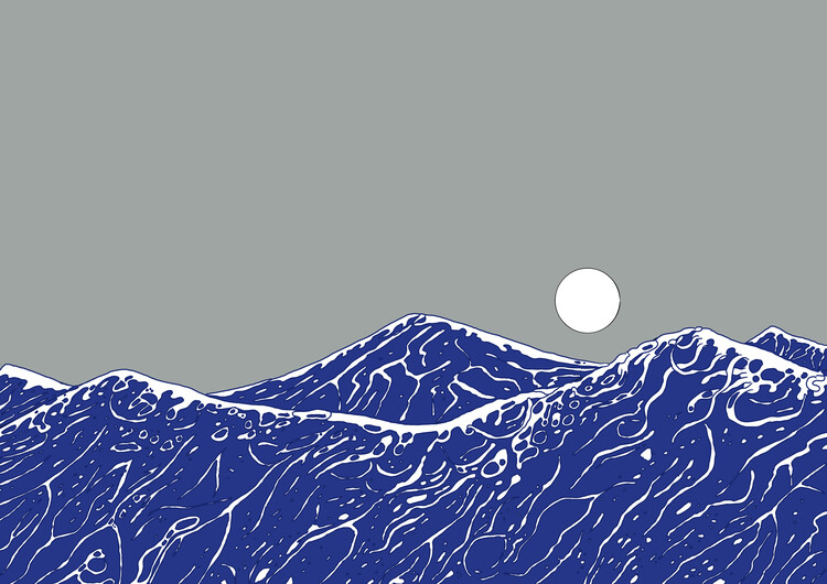 Levně Plakát, Obraz - Blue Ocean White Moon, Nicholas, 40 × 30 cm