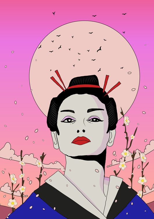 Levně Plakát, Obraz - Serene Geisha Moon, Nicholas, 30 × 40 cm