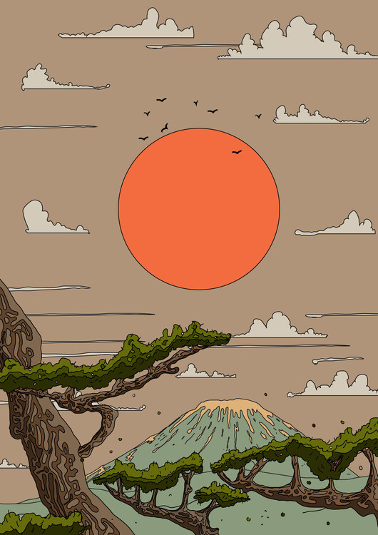 Levně Plakát, Obraz - Rising Sun Over Fuji, Nicholas, 30 × 40 cm