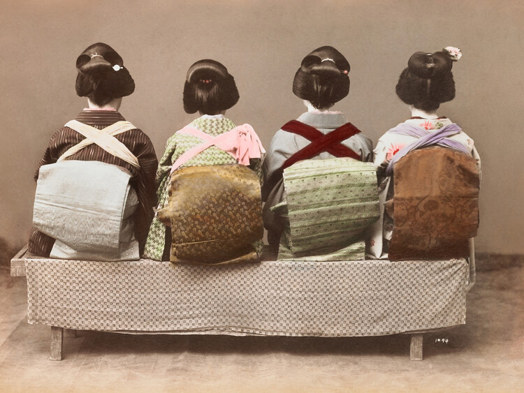 Poster Showing Back Style (19th 20th Century) Japanese Woman Sitting
