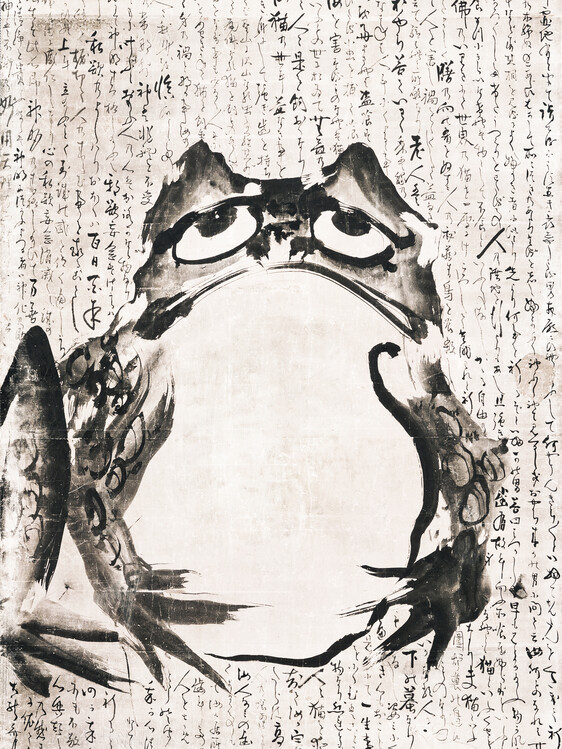 Obraz na plátně Japanese Frog (late 18th 19th Century) Vintage Ink and Color On Paper