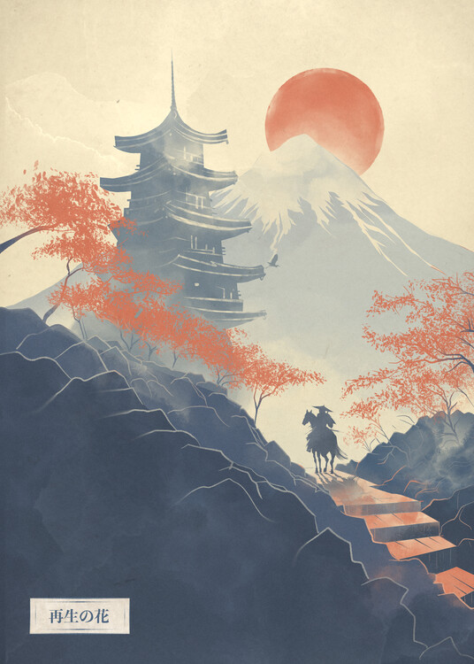 Levně Plakát, Obraz - Samurai Pagoda Path, Fadil Roze, 30 × 40 cm