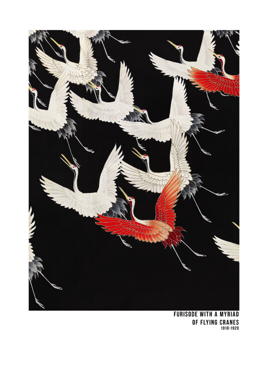 Poster Furisode With a Myriad of Flying Cranes (1910-1920)   Japanese